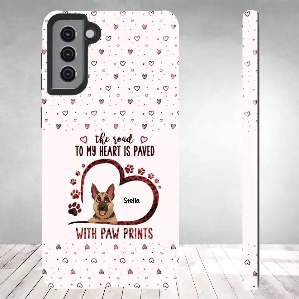 The Road To My Heart Is Paved With Paw Prints - Custom Name - Personalized Gifts For Dog Lovers - Samsung Clear Phone Case