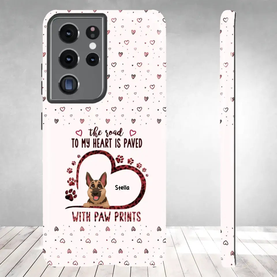 The Road To My Heart Is Paved With Paw Prints - Custom Name - Personalized Gifts For Dog Lovers - Samsung Clear Phone Case