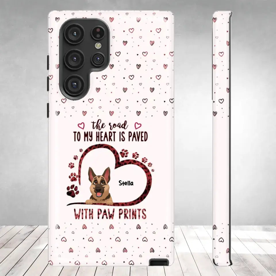 The Road To My Heart Is Paved With Paw Prints - Custom Name - Personalized Gifts For Dog Lovers - Samsung Clear Phone Case