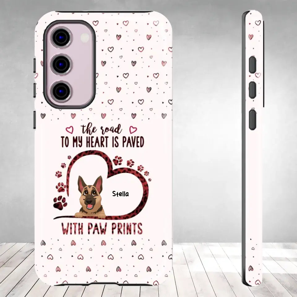 The Road To My Heart Is Paved With Paw Prints - Custom Name - Personalized Gifts For Dog Lovers - Samsung Clear Phone Case