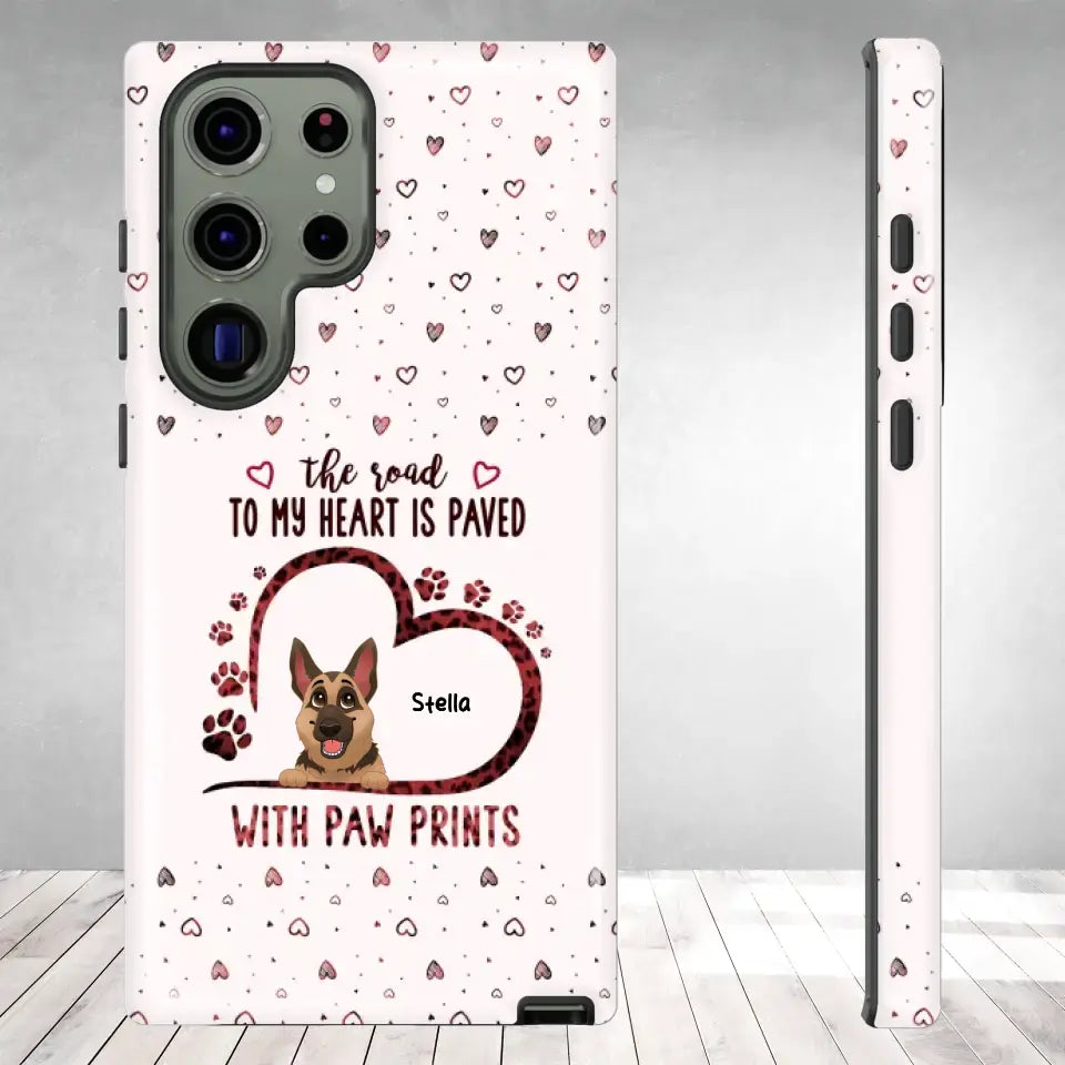 The Road To My Heart Is Paved With Paw Prints - Custom Name - Personalized Gifts For Dog Lovers - Samsung Clear Phone Case