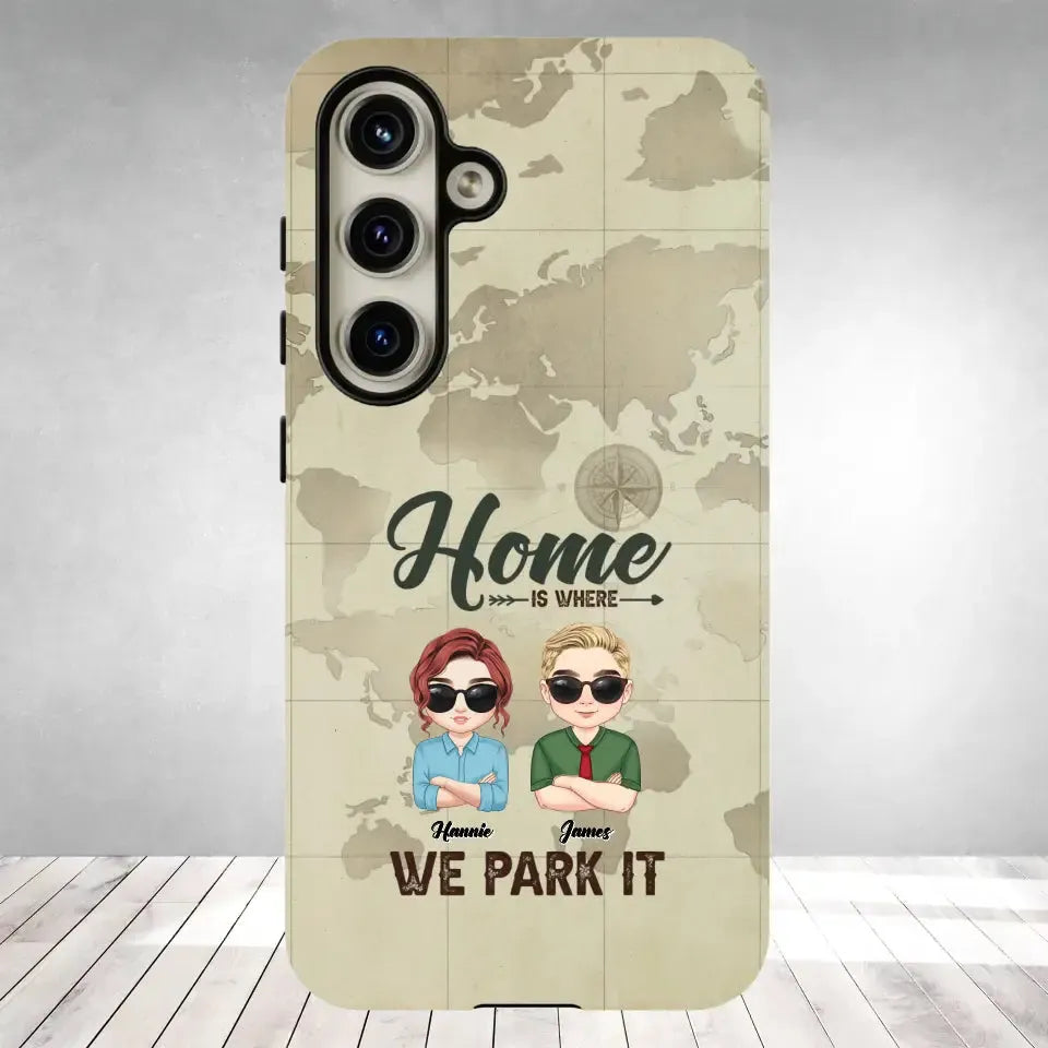 Our Home Is Where We Park It - Custom Name - Personalized Gifts For Couple - Samsung Tough Phone Case