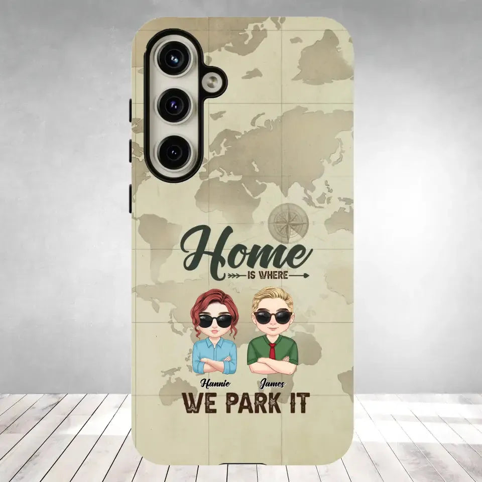 Our Home Is Where We Park It - Custom Name - Personalized Gifts For Couple - Samsung Tough Phone Case