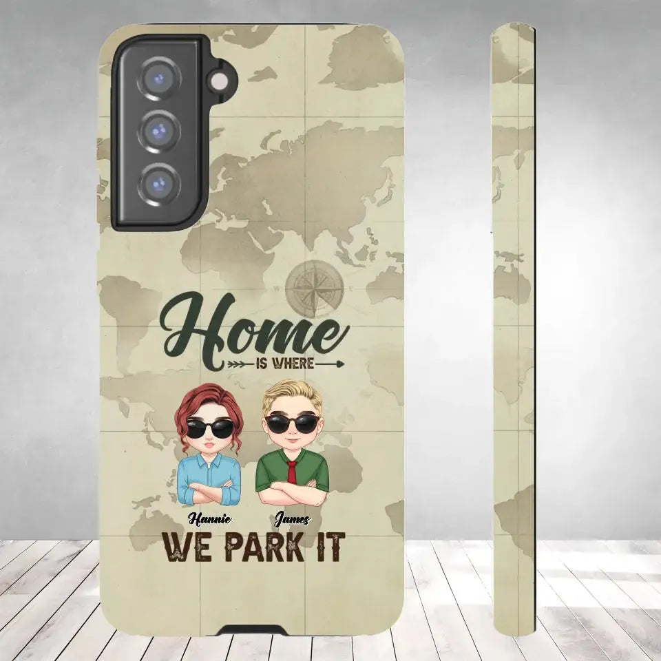 Our Home Is Where We Park It - Custom Name - Personalized Gifts For Couple - Samsung Tough Phone Case