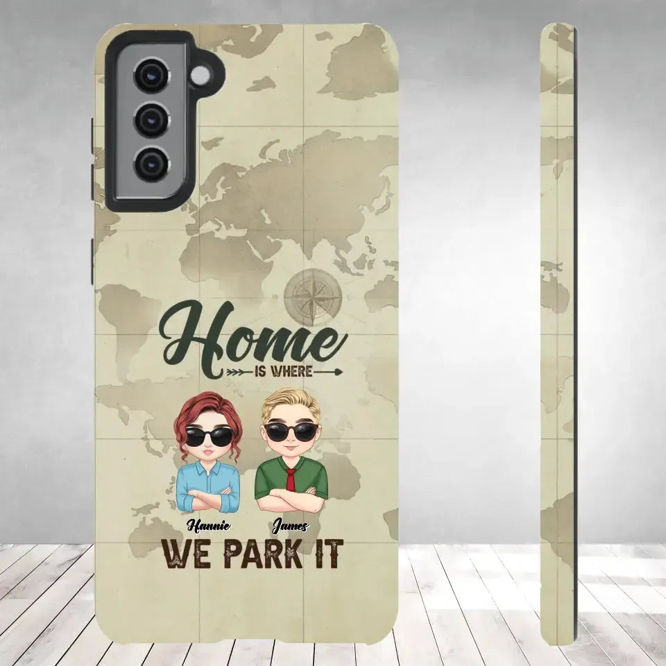 Our Home Is Where We Park It - Custom Name - Personalized Gifts For Couple - Samsung Tough Phone Case