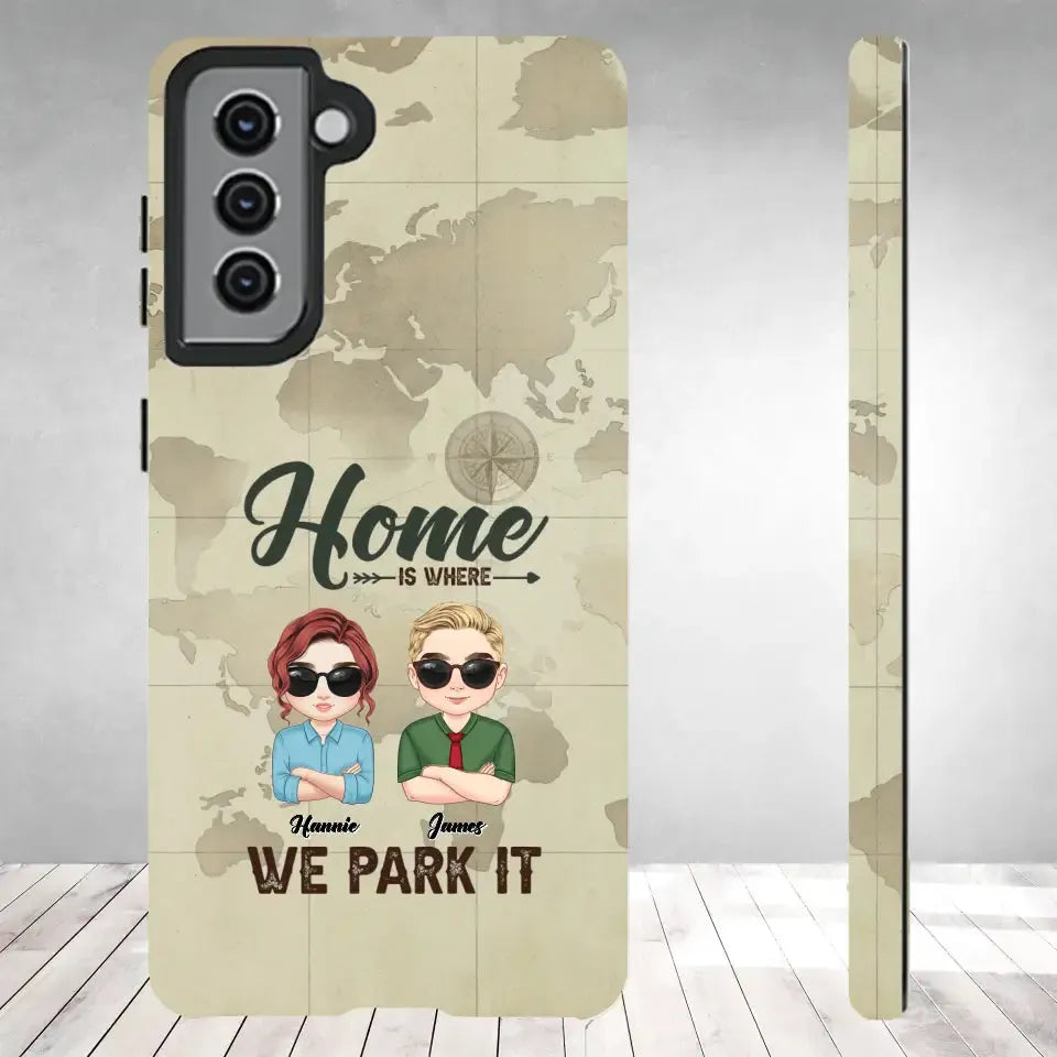 Our Home Is Where We Park It - Custom Name - Personalized Gifts For Couple - Samsung Tough Phone Case