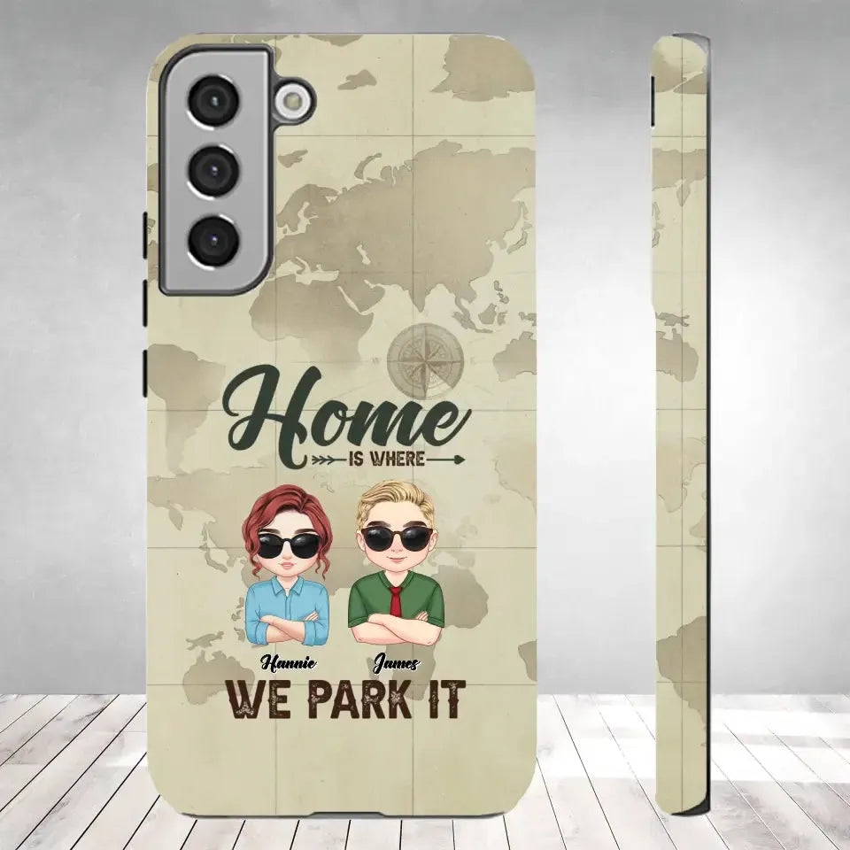 Our Home Is Where We Park It - Custom Name - Personalized Gifts For Couple - Samsung Tough Phone Case