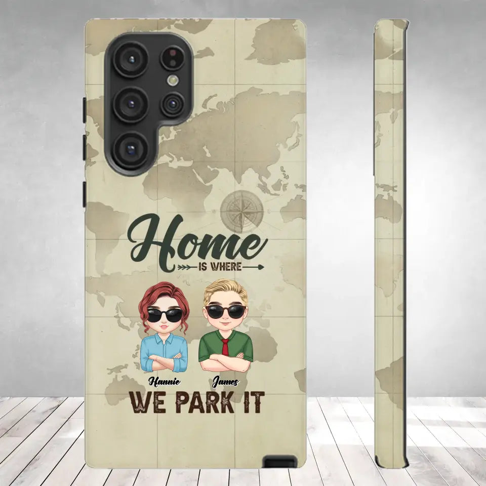 Our Home Is Where We Park It - Custom Name - Personalized Gifts For Couple - Samsung Tough Phone Case