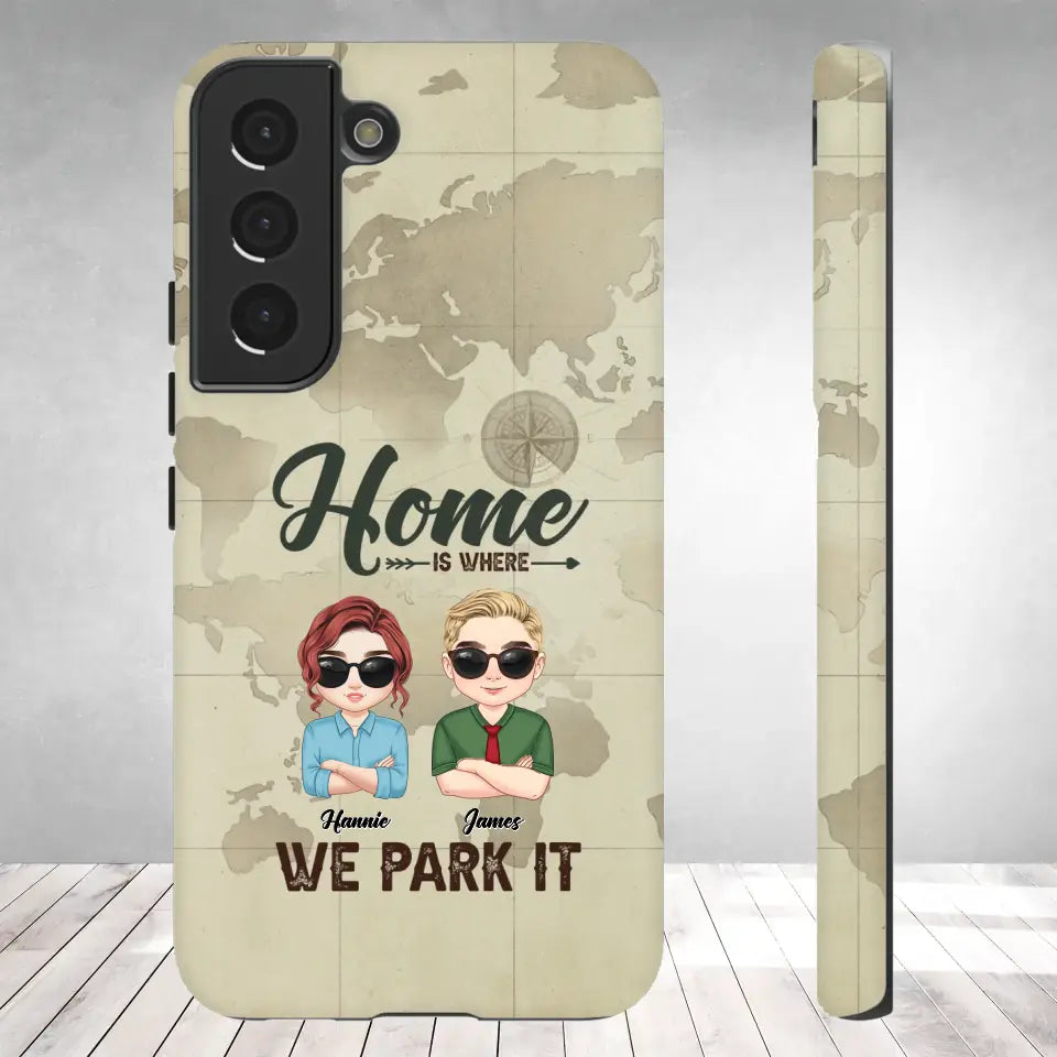 Our Home Is Where We Park It - Custom Name - Personalized Gifts For Couple - Samsung Tough Phone Case