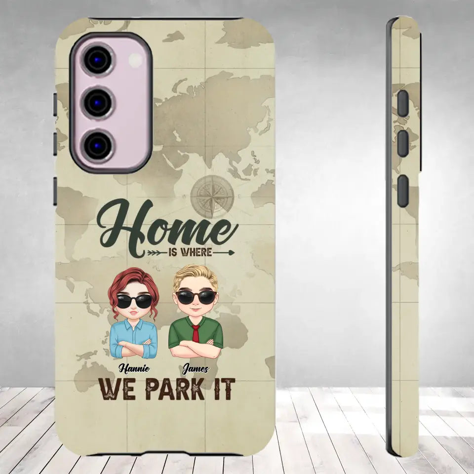 Our Home Is Where We Park It - Custom Name - Personalized Gifts For Couple - Samsung Tough Phone Case