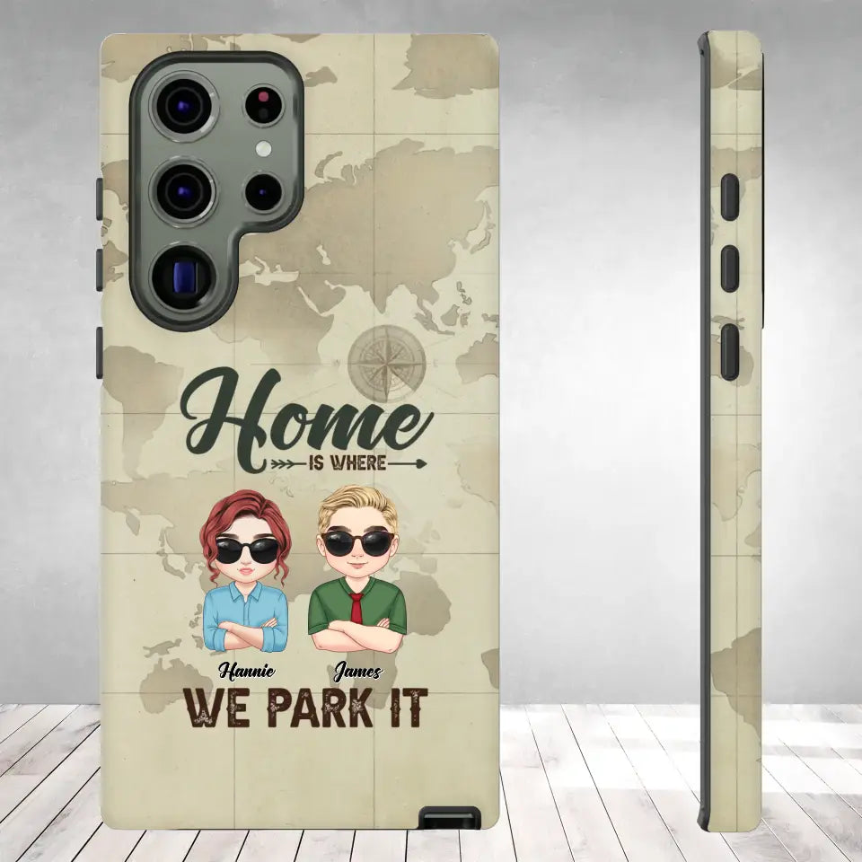 Our Home Is Where We Park It - Custom Name - Personalized Gifts For Couple - Samsung Tough Phone Case