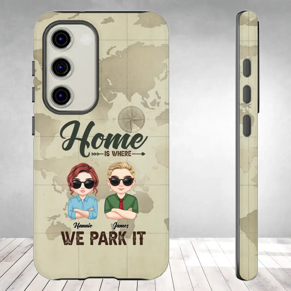 Our Home Is Where We Park It - Custom Name - Personalized Gifts For Couple - Samsung Tough Phone Case