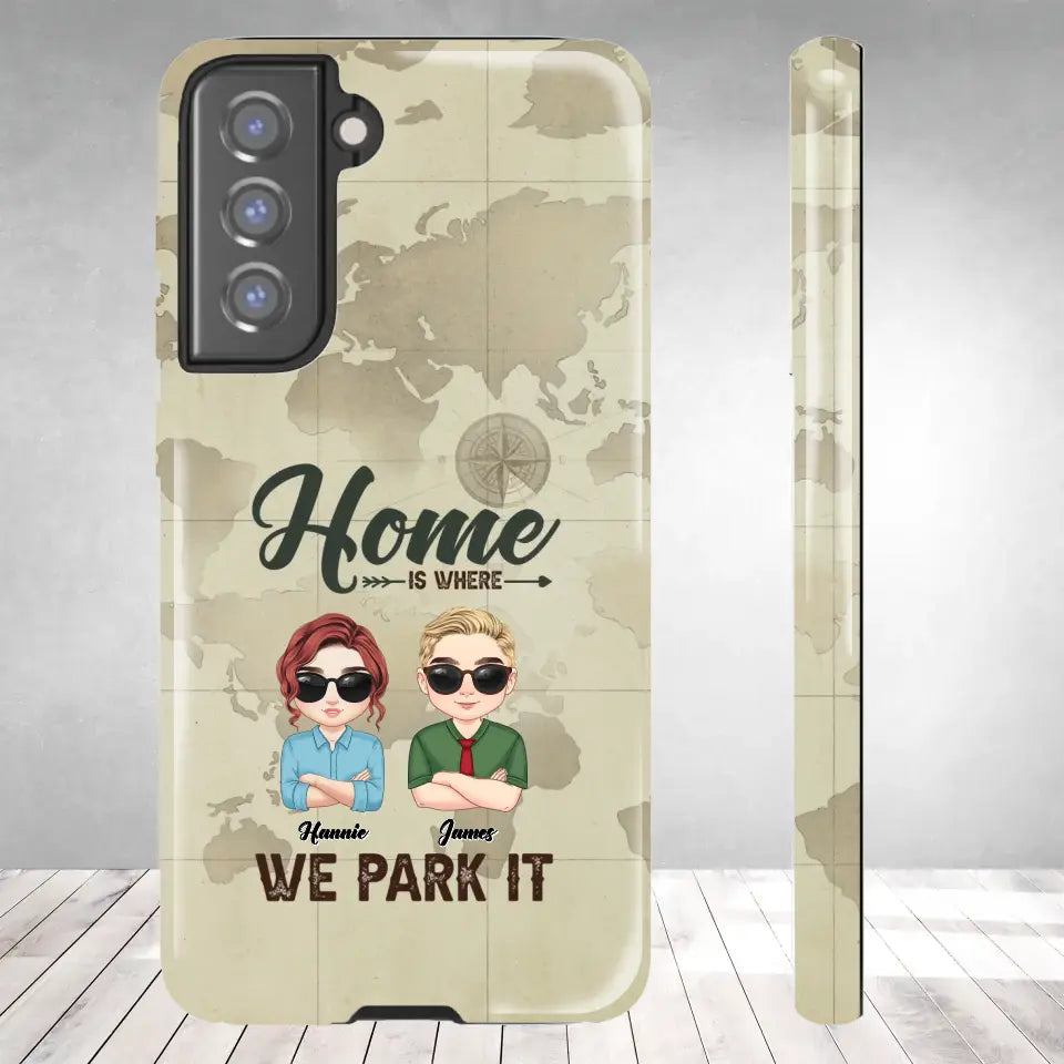 Our Home Is Where We Park It - Custom Name - Personalized Gifts For Couple - Samsung Tough Phone Case