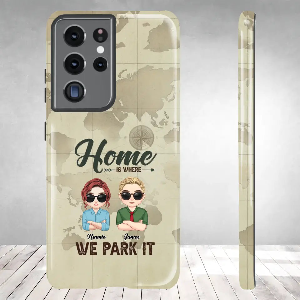 Our Home Is Where We Park It - Custom Name - Personalized Gifts For Couple - Samsung Tough Phone Case