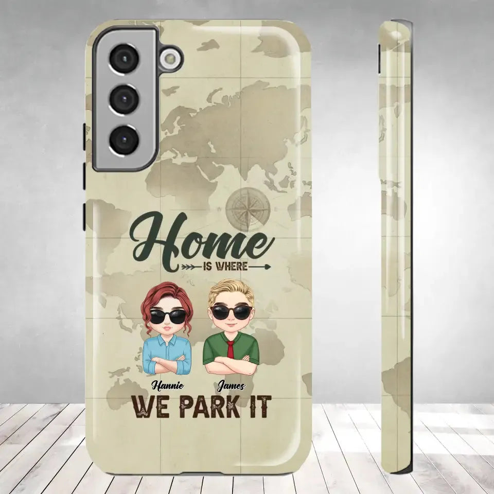 Our Home Is Where We Park It - Custom Name - Personalized Gifts For Couple - Samsung Tough Phone Case