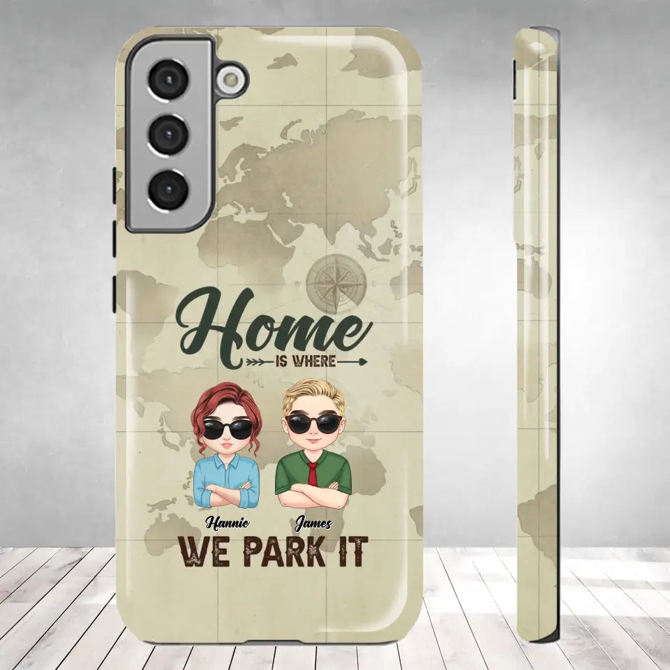 Our Home Is Where We Park It - Custom Name - Personalized Gifts For Couple - Samsung Tough Phone Case