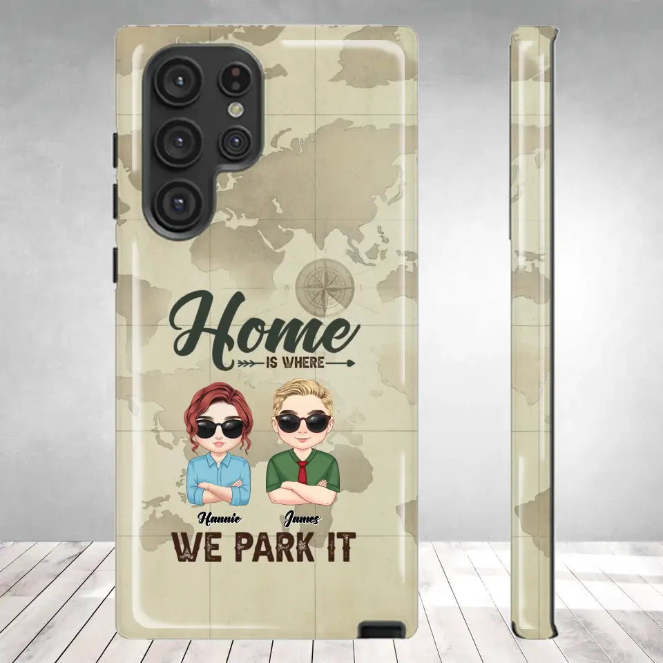 Our Home Is Where We Park It - Custom Name - Personalized Gifts For Couple - Samsung Tough Phone Case