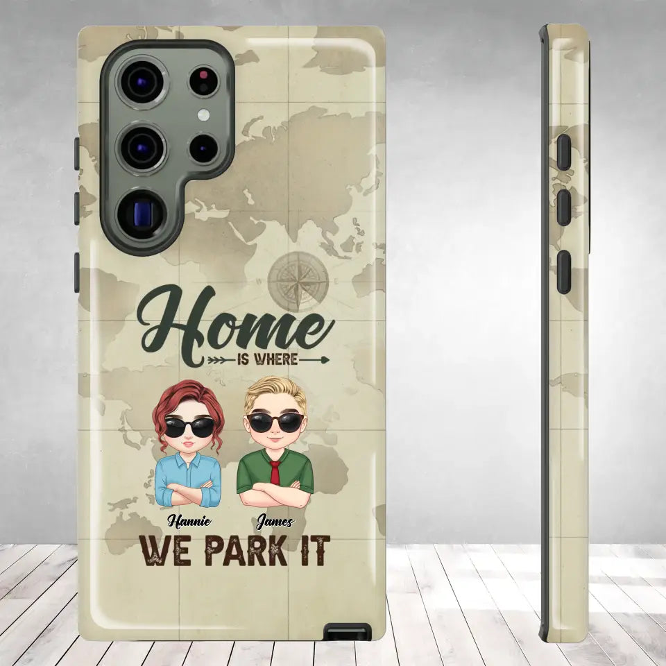 Our Home Is Where We Park It - Custom Name - Personalized Gifts For Couple - Samsung Tough Phone Case