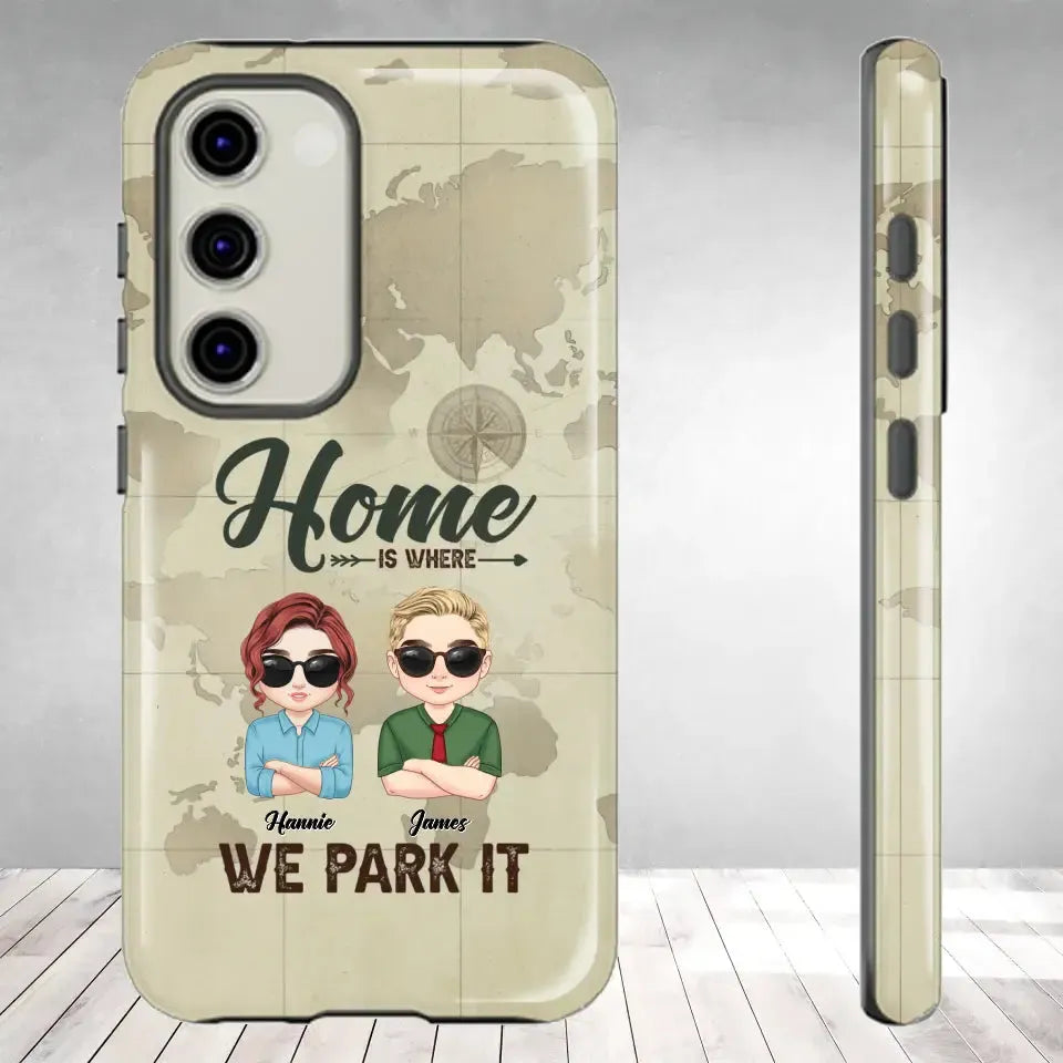 Our Home Is Where We Park It - Custom Name - Personalized Gifts For Couple - Samsung Tough Phone Case