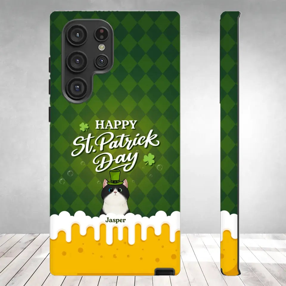 St. Patrick's Day Gifts For Cat Lovers - Custom Name - Personalized Gifts For Cat Lovers - Samsung Tough Phone Case