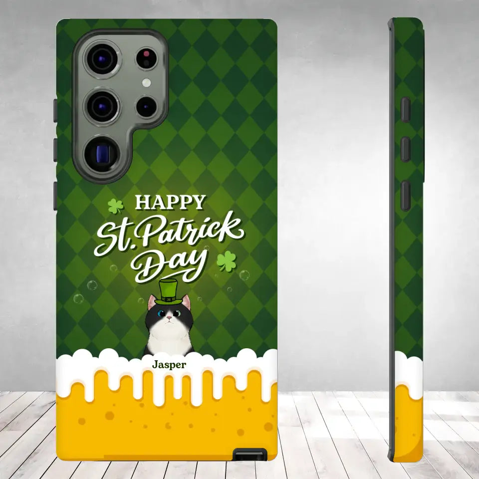 St. Patrick's Day Gifts For Cat Lovers - Custom Name - Personalized Gifts For Cat Lovers - Samsung Tough Phone Case