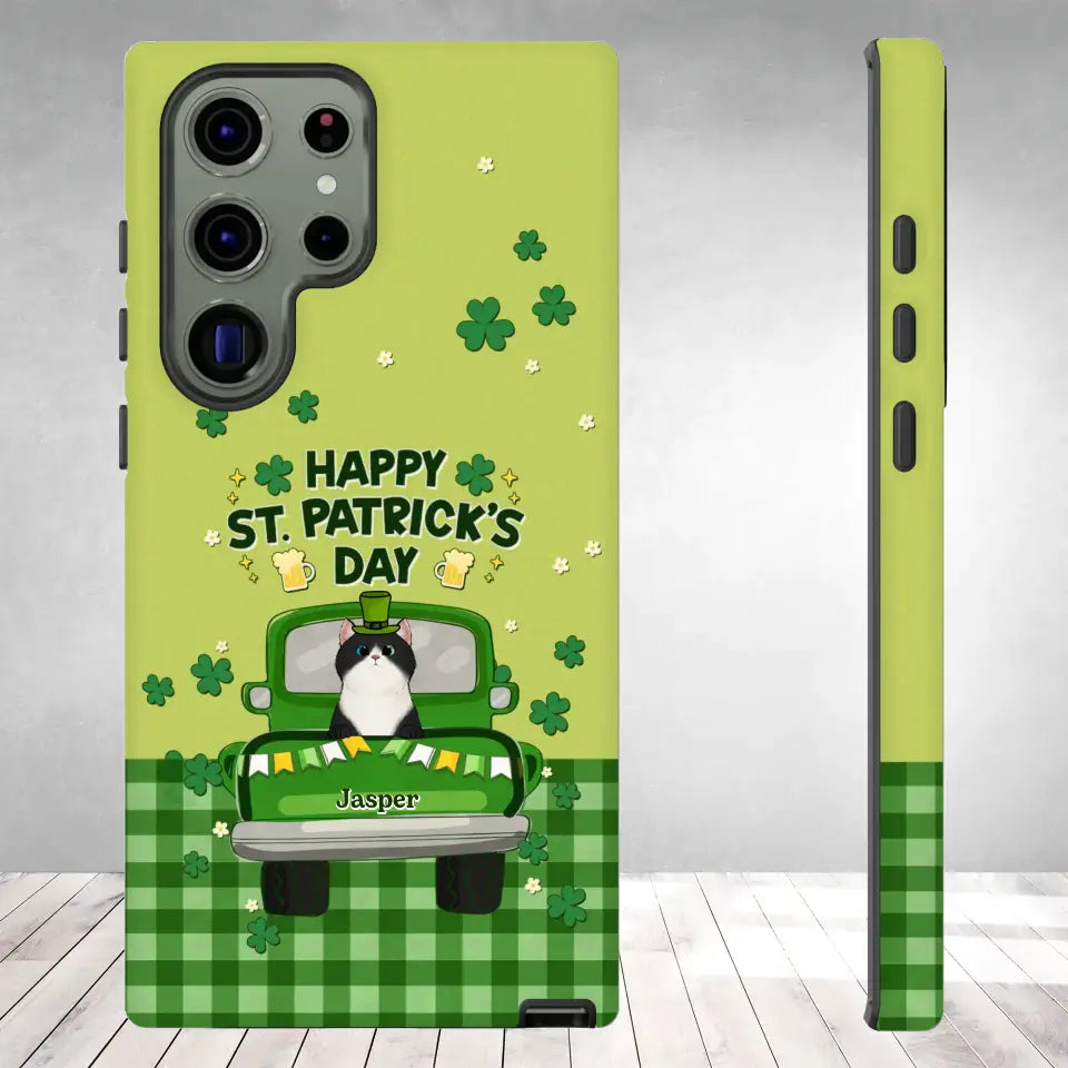 Cat Patrick's Day - Custom Name - Personalized Gifts For Cat Lovers - Samsung Tough Phone Case