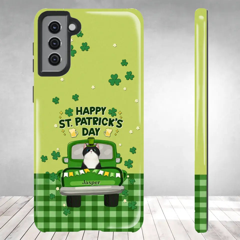 Cat Patrick's Day - Custom Name - Personalized Gifts For Cat Lovers - Samsung Tough Phone Case