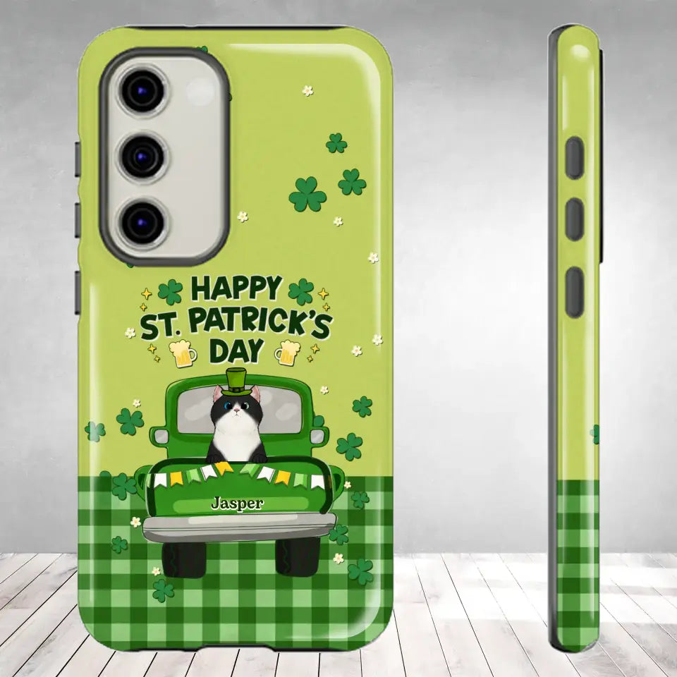 Cat Patrick's Day - Custom Name - Personalized Gifts For Cat Lovers - Samsung Tough Phone Case