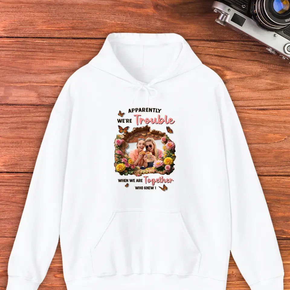 We're Trouble - Custom Photo - Personalized Gifts For Couple - Sweater