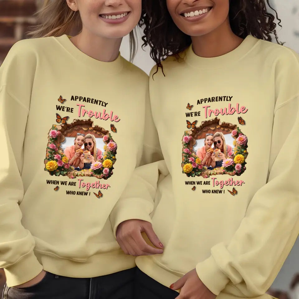 We're Trouble - Custom Photo - Personalized Gifts For Couple - Sweater