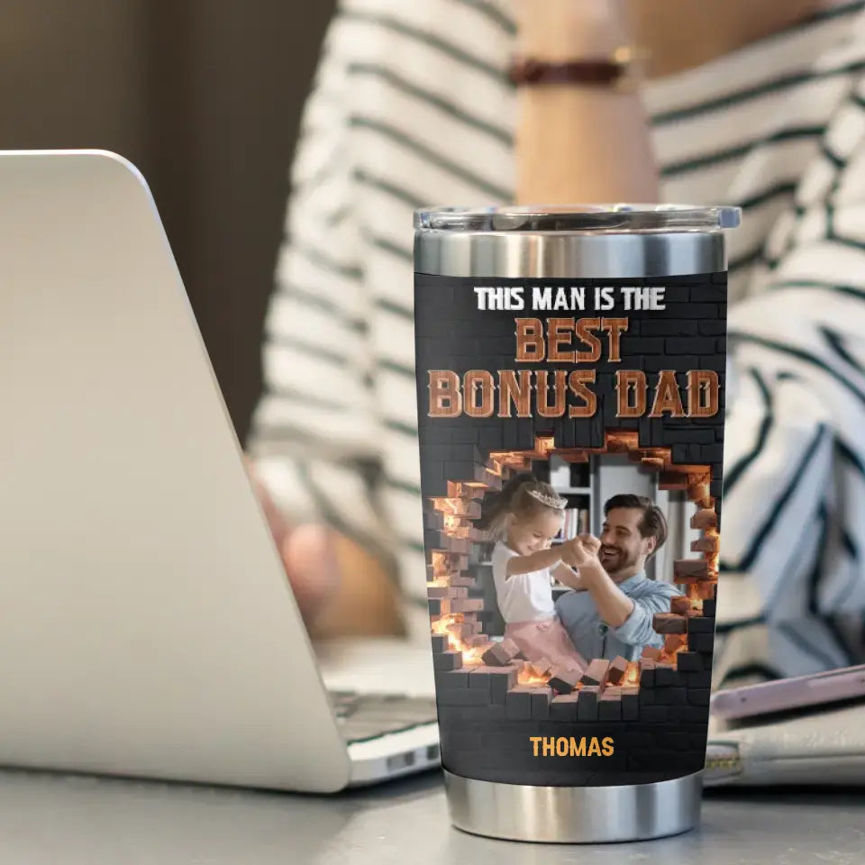 This Man Is The Best Dad - Custom Photo - Personalized Gifts For Dad - Tumbler