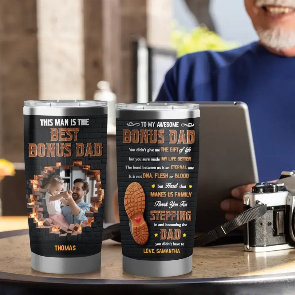 This Man Is The Best Dad - Custom Photo - Personalized Gifts For Dad - Tumbler