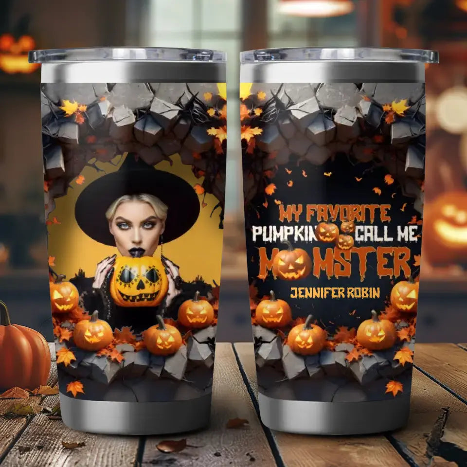 Pumpkin Call Me Mom - Custom Photo - Personalized Gifts For Mom - 20oz Tumbler