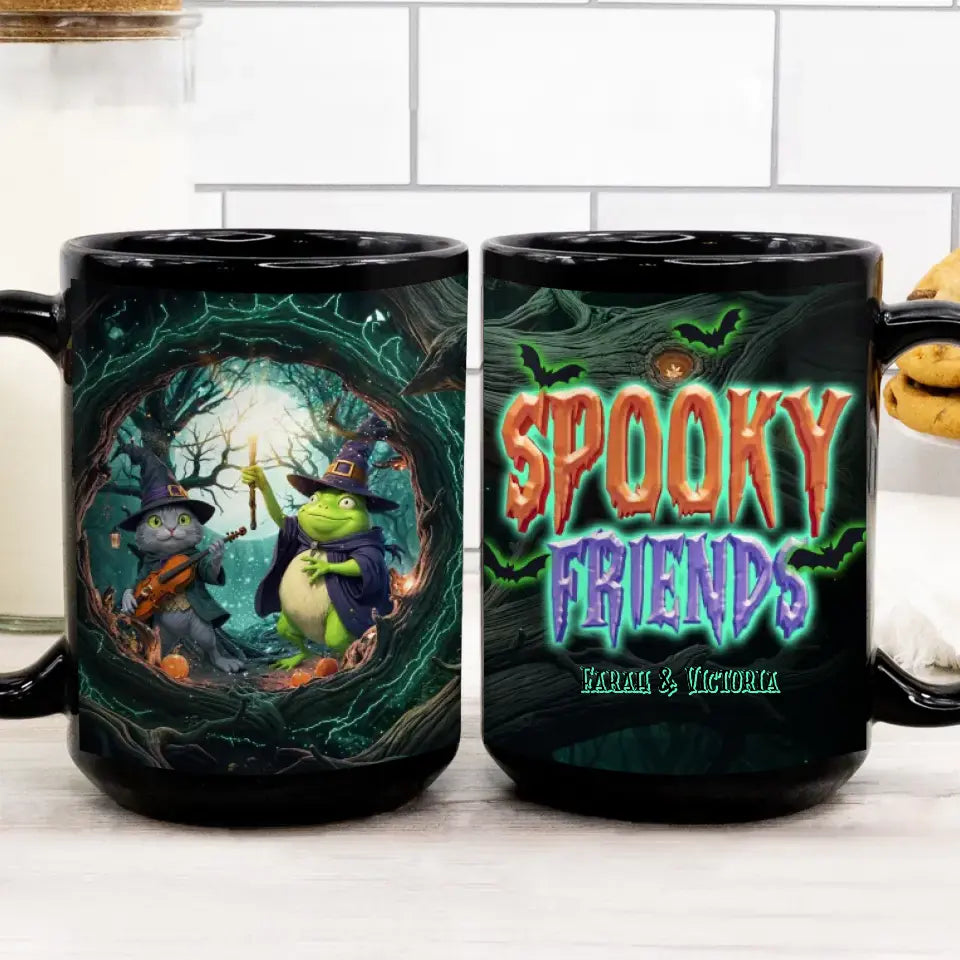 Spooky Friends - Custom Name - Personalized Gifts For Bestie - Mug