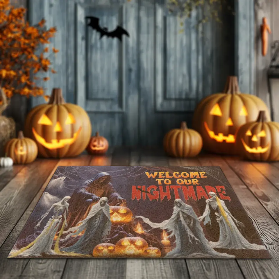 Welcome To Our Nightmare - Custom Human Skeleton - Personalized Gifts For Family - Doormat (24" × 16")