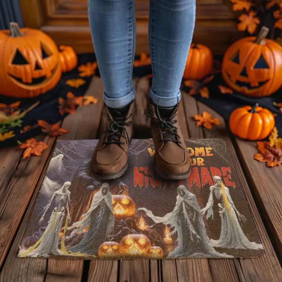 Welcome To Our Nightmare - Custom Human Skeleton - Personalized Gifts For Family - Doormat