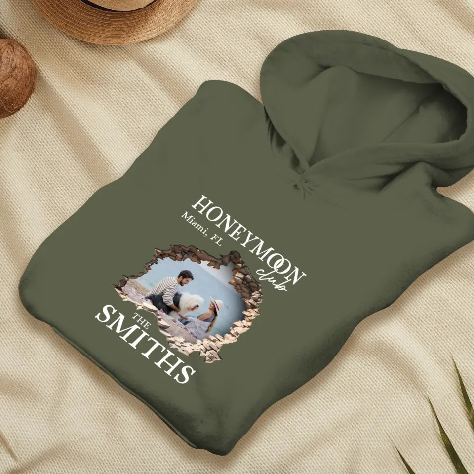 Honeymoon Honeymoon - Custom Photo - Personalized Gifts for Couples - Unisex Hoodie