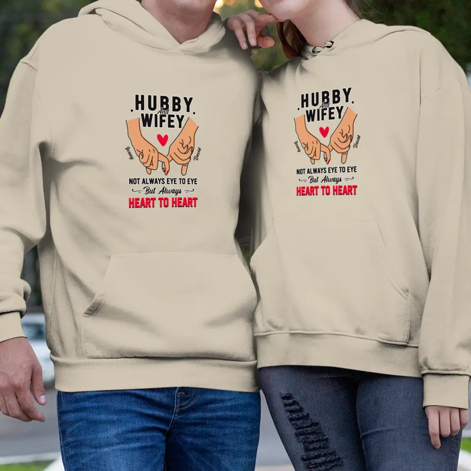 Husband & Wife Always Heart To Heart - Personalized Gifts for Couples - Unisex Hoodie