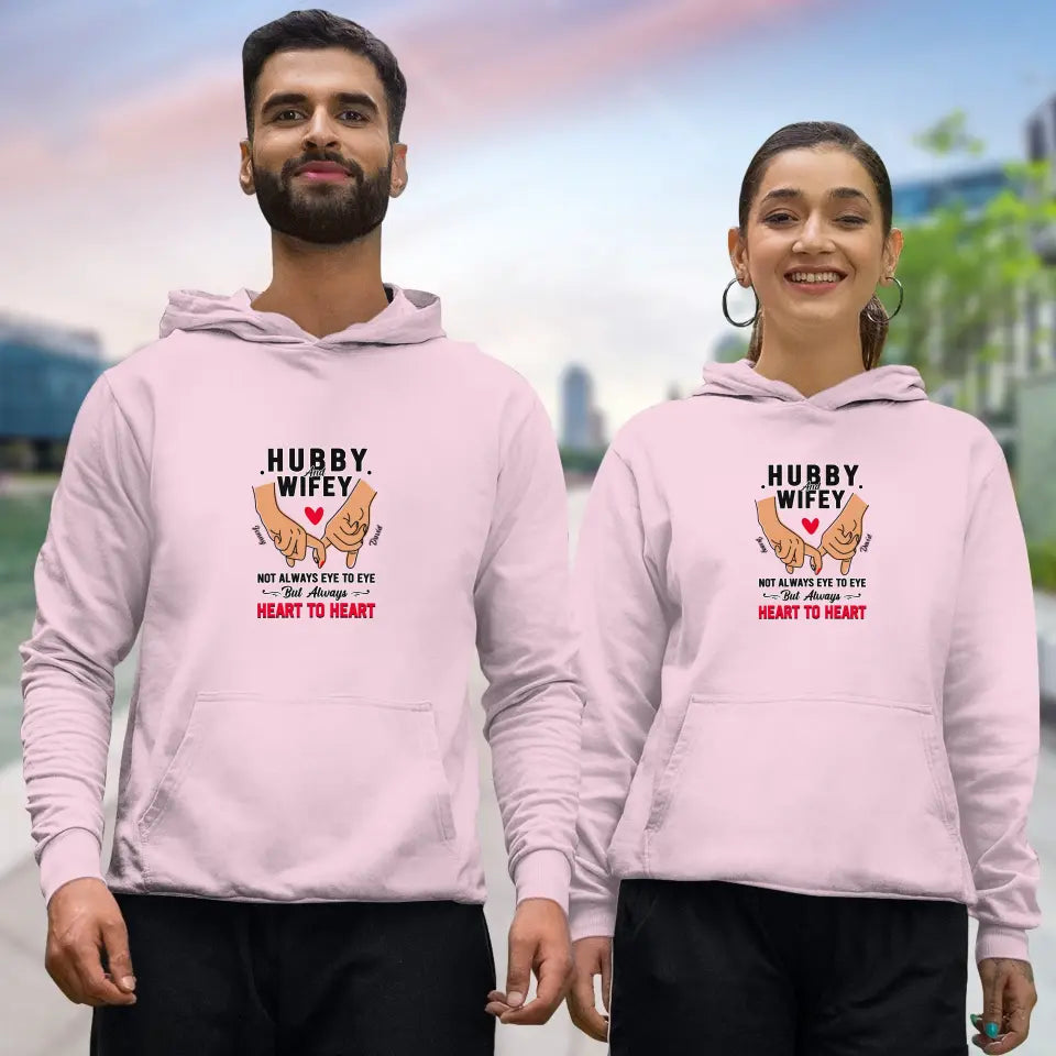 Husband & Wife Always Heart To Heart - Personalized Gifts for Couples - Unisex Hoodie