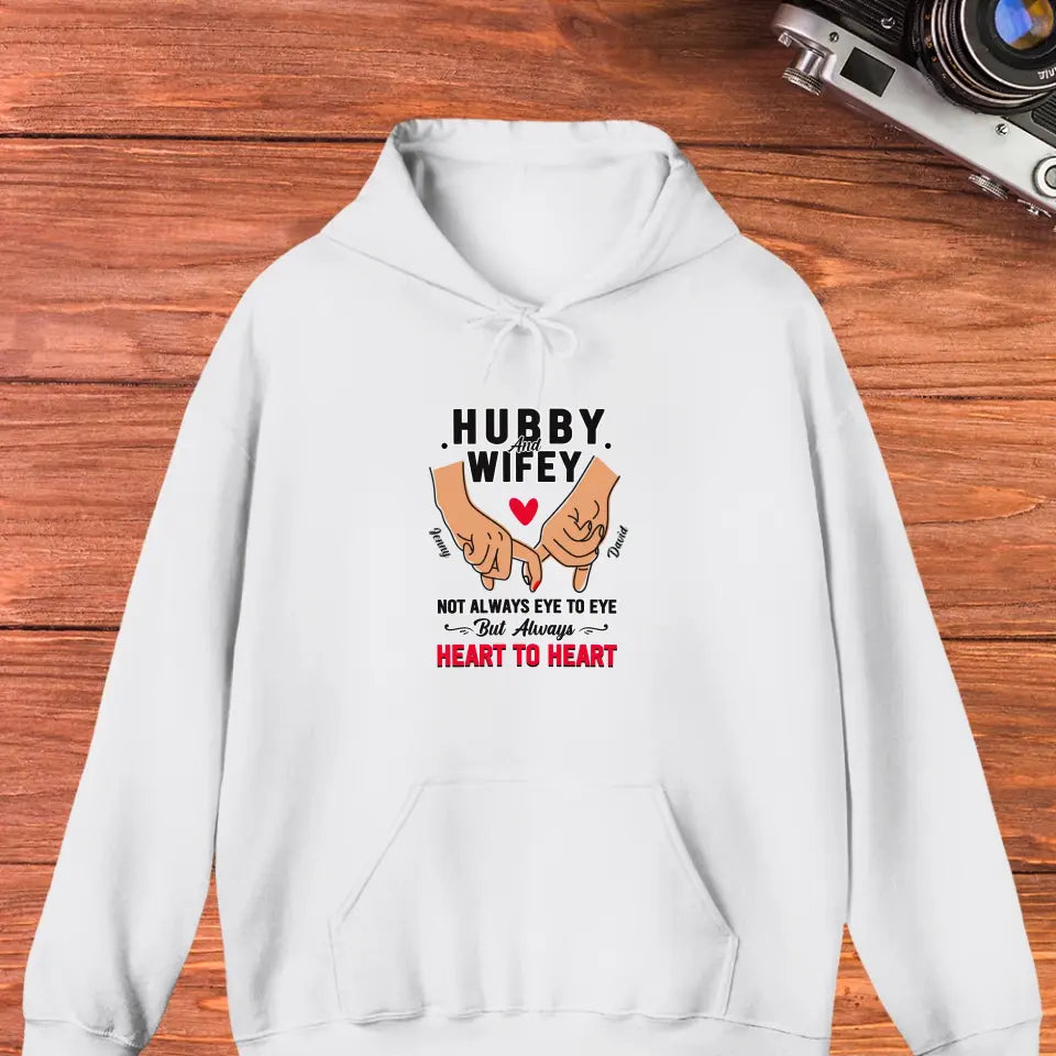 Husband & Wife Always Heart To Heart - Personalized Gifts for Couples - Unisex Hoodie