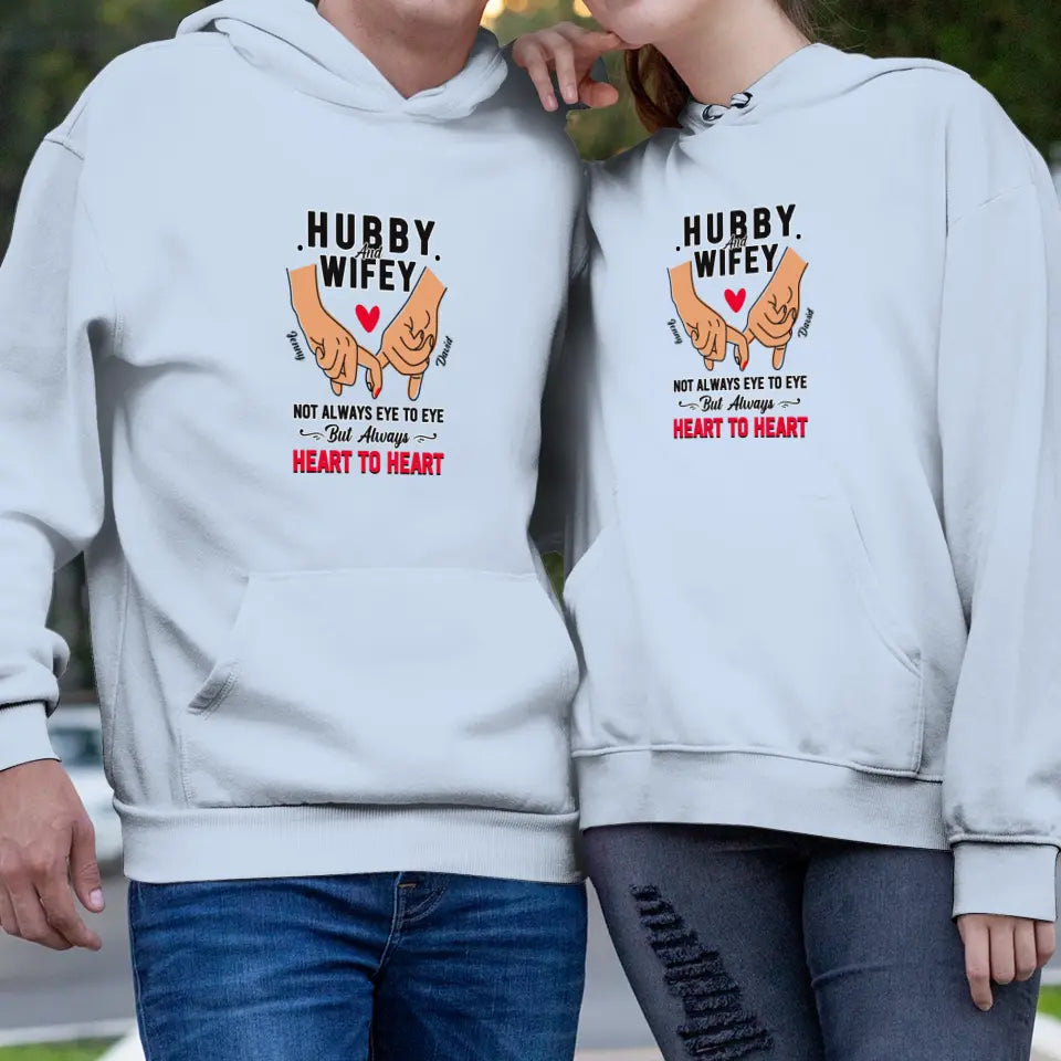 Husband & Wife Always Heart To Heart - Personalized Gifts for Couples - Unisex Hoodie