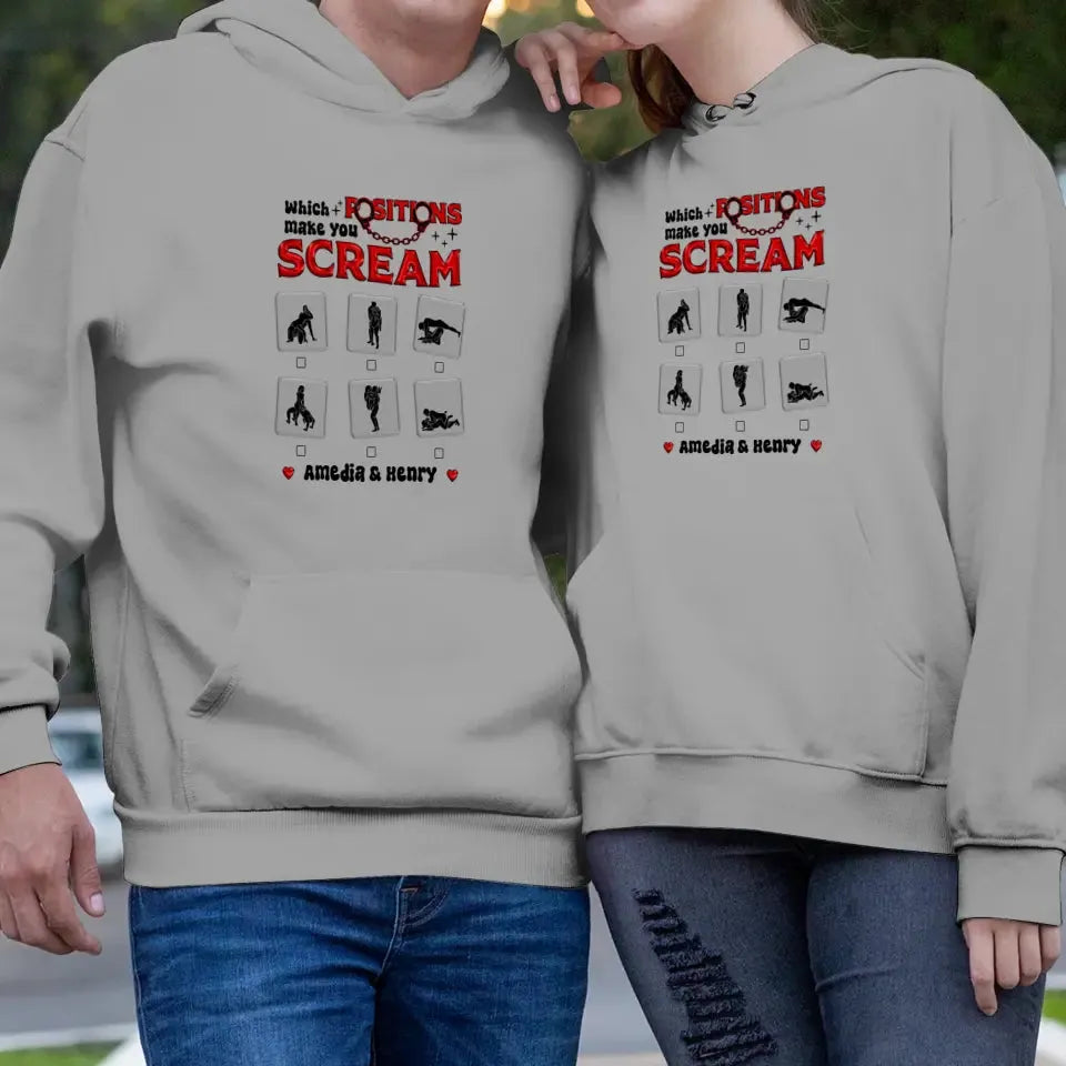 Which Position Makes You Scream  - Personalized Gifts For Couple - Unisex Hoodie