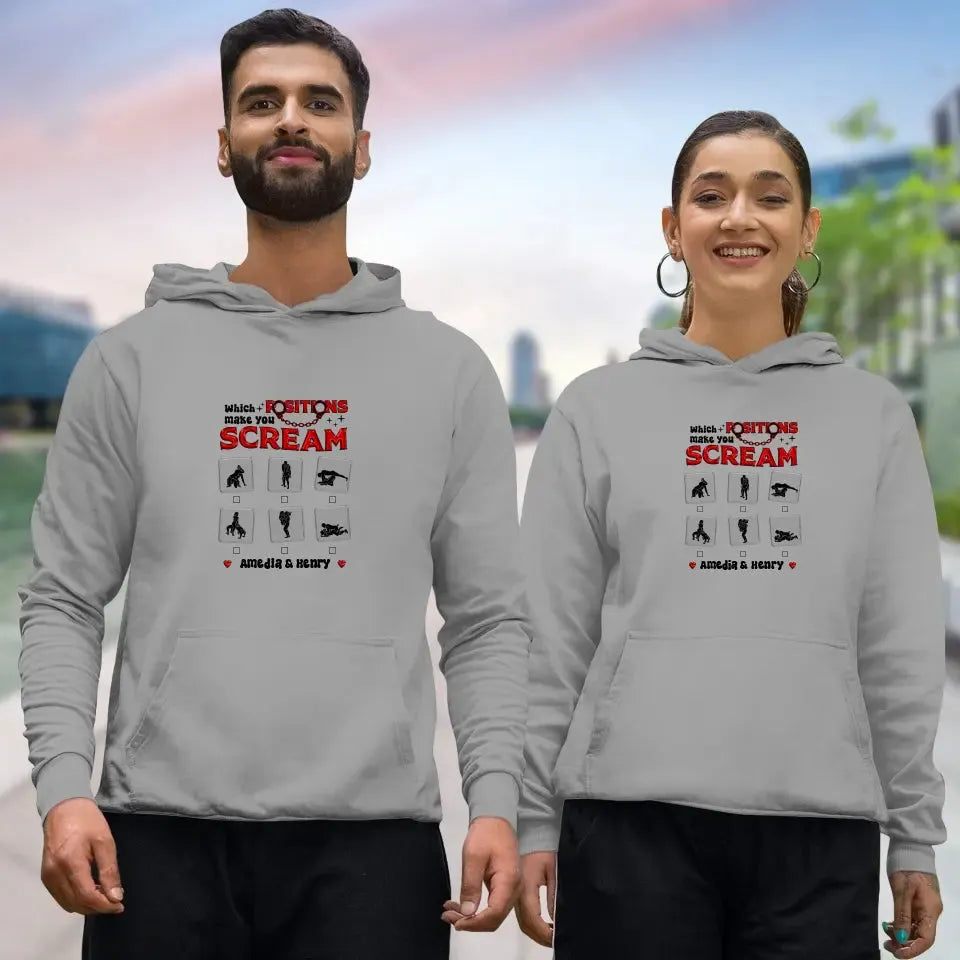 Which Position Makes You Scream  - Personalized Gifts For Couple - Unisex Hoodie