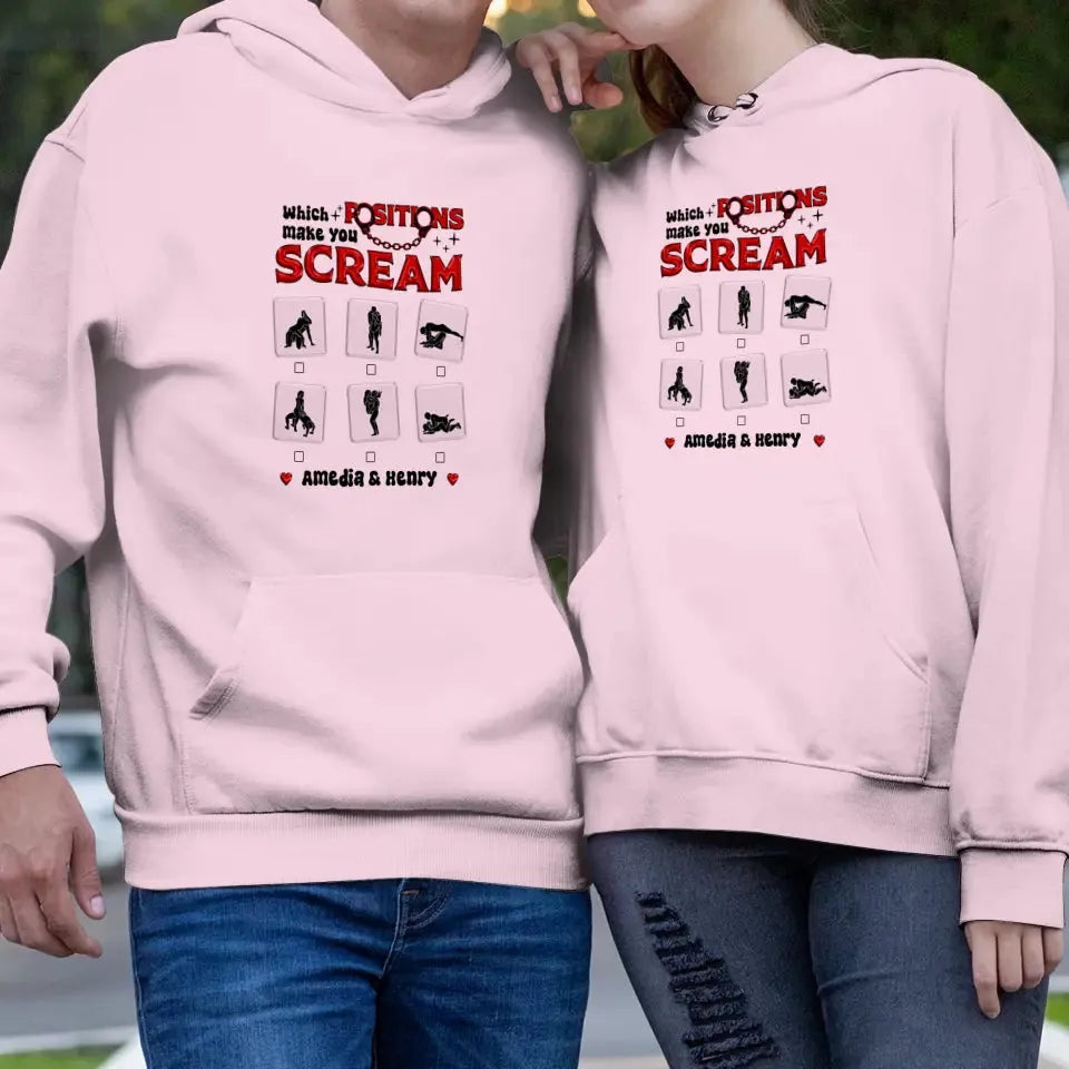 Which Position Makes You Scream  - Personalized Gifts For Couple - Unisex Hoodie