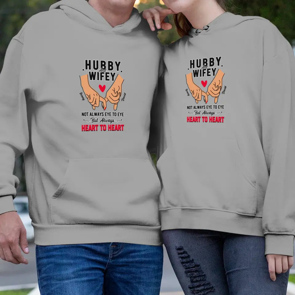 Husband & Wife Always Heart To Heart - Personalized Gifts for Couples - Unisex Hoodie