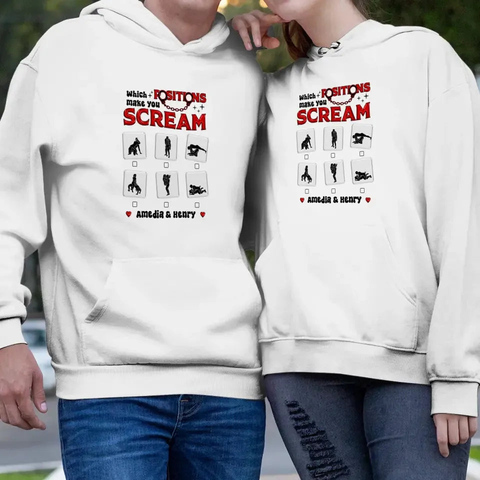 Which Position Makes You Scream  - Personalized Gifts For Couple - Unisex Hoodie