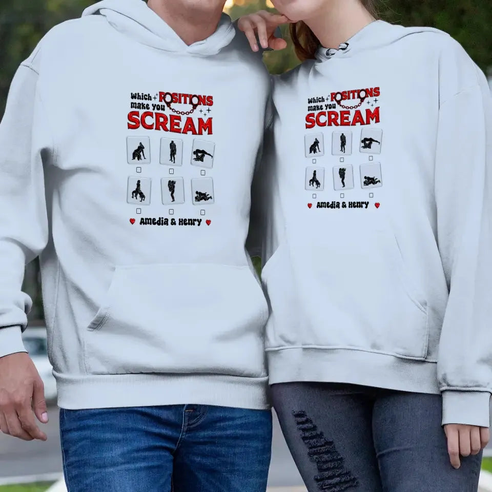 Which Position Makes You Scream  - Personalized Gifts For Couple - Unisex Hoodie