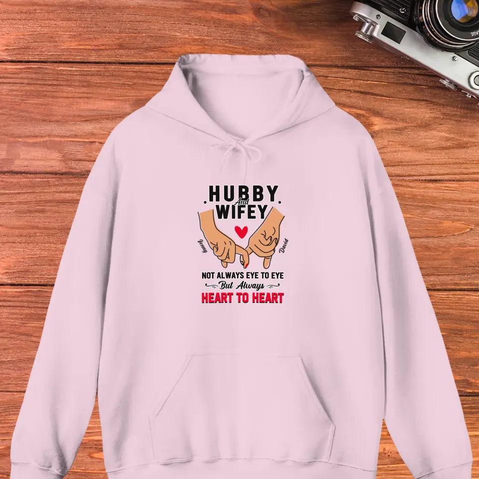 Husband & Wife Always Heart To Heart - Personalized Gifts for Couples - Unisex Hoodie