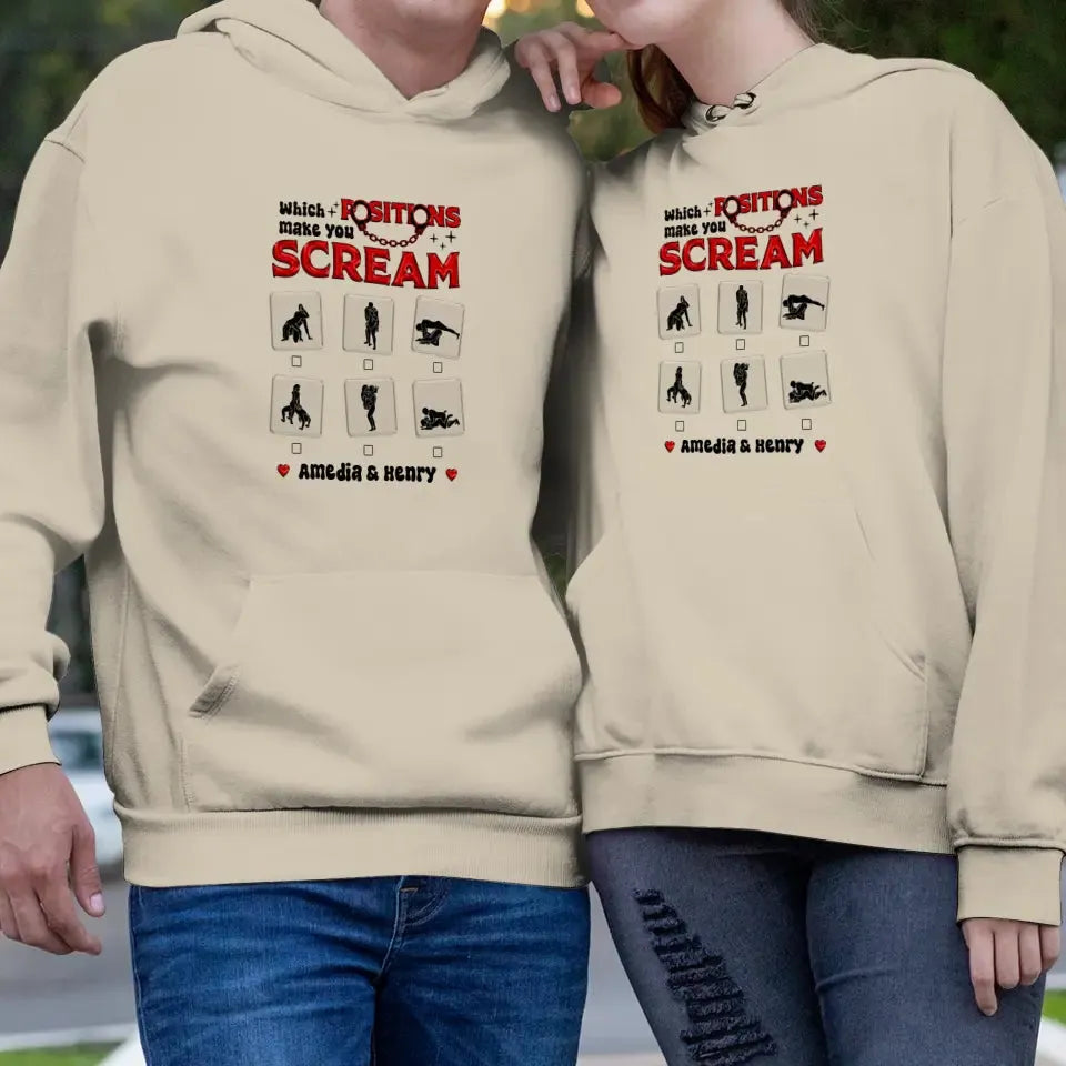 Which Position Makes You Scream  - Personalized Gifts For Couple - Unisex Hoodie