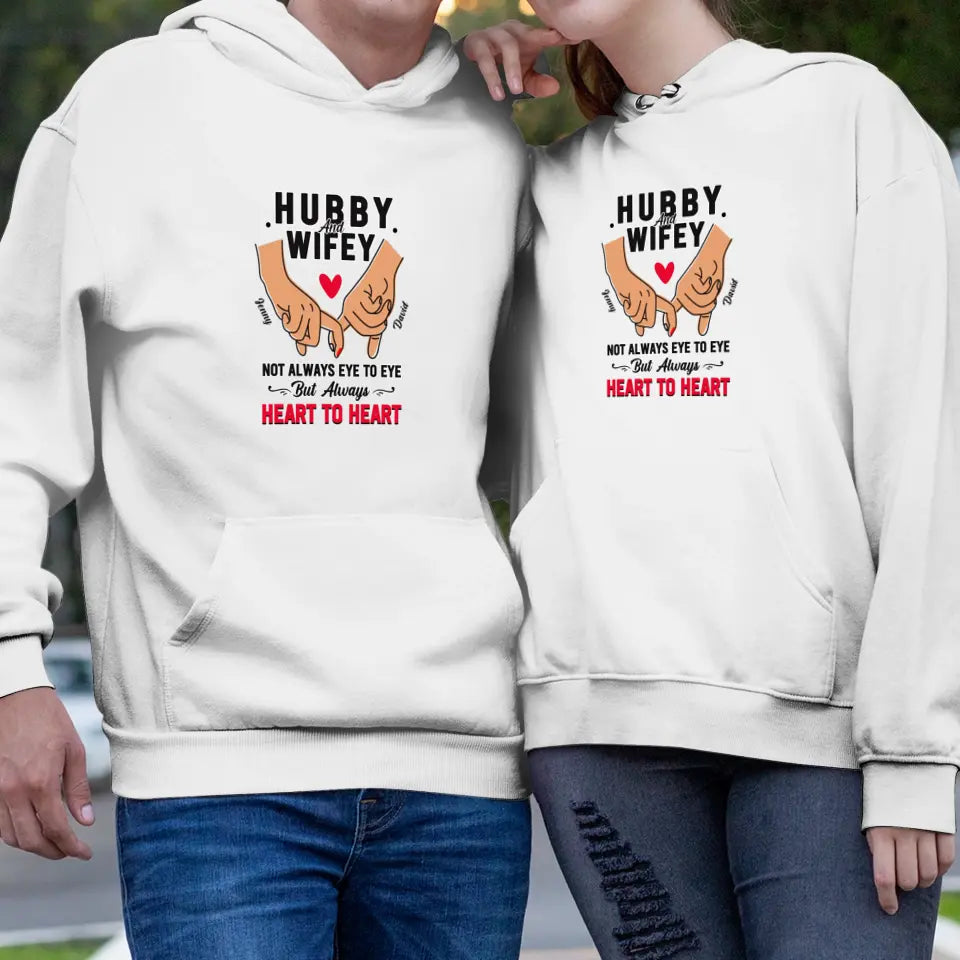 Husband & Wife Always Heart To Heart - Personalized Gifts for Couples - Unisex Hoodie